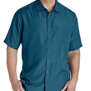DXL Harbor Bay Microfiber Comfort Grid Sport Shirt 2XL Blue